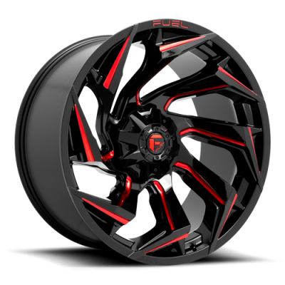 Aluminum Wheels 20X10 Reaction D755 8 On 165.1 Gloss Black Milled Red Tint 125.2 Bore -18 Offset Fuel Off Road Wheels
