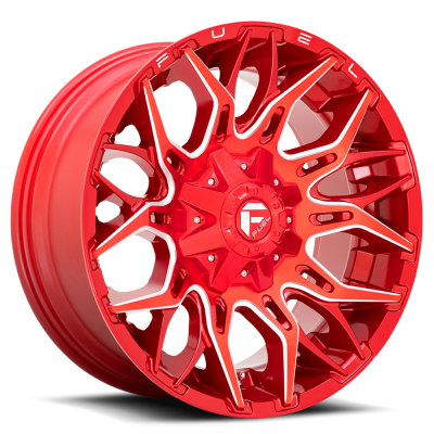 Aluminum Wheels 20X9 Twitch D771 8 On 165.1 Candy Red Milled 125.2 Bore 1 Offset Fuel Off Road Wheels