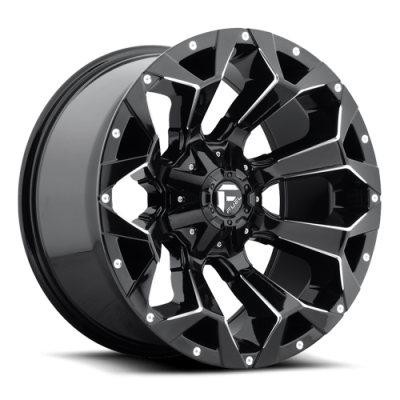 Aluminum Wheels 20X9 Assault D576 5 On 139.7/5 On 150 Gloss Black/Milled 110.1 Bore 20 Offset 8 Spoke Fuel Off Road Wheels