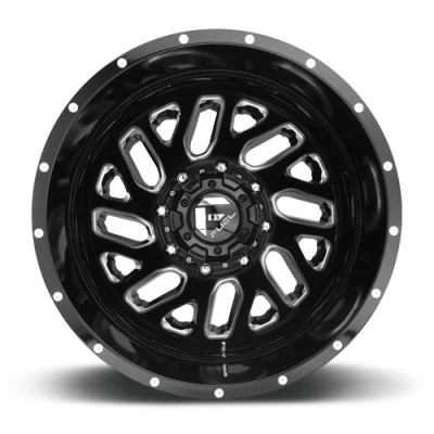 Dually Wheels 22X8.25 Triton Dually D581 8 On 210 Gloss Black Milled 154.3 Bore -246 Offset Mesh Spoke Outer Dually Fuel Off Road Wheels