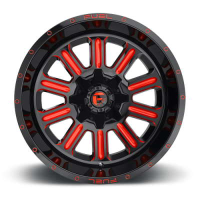 Aluminum Wheels 22X12 Hardline D621 8 On 170 Gloss Black/Candy Red 125.1 Bore -44 Offset Fuel Off Road Wheels