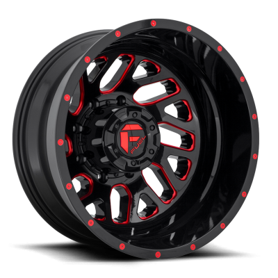 Dually Wheels 20X8.25 Triton Dually D656 8 On 210 Gloss Black Red Tinted Clear 154.3 Bore -221 Offset Mesh Spoke Outer Dually Fuel Off Road Wheels