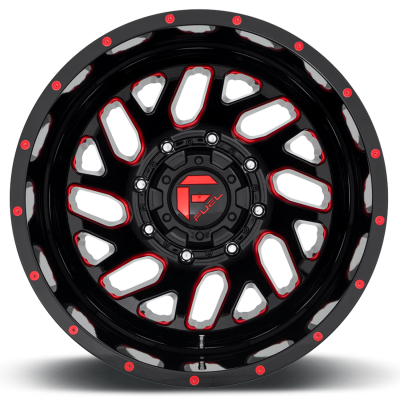 Dually Wheels 20X8.25 Triton Dually D656 8 On 210 Gloss Black Red Tinted Clear 154.3 Bore -221 Offset Mesh Spoke Outer Dually Fuel Off Road Wheels