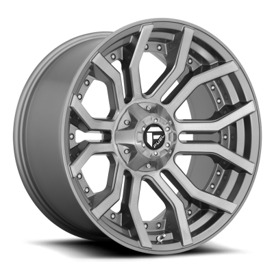 Aluminum Wheels 22X10 Rage Platinum D713 8 On 165.1 Brushed Gunmetal Gray Tinted Clear 125.2 Bore -18 Offset Fuel Off Road Wheels