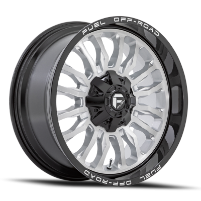 Aluminum Wheels 22X12 Arc D798 8 On 165.1 Silver/Brushed Face-Milled Black Lip 125.1 Bore -44 Offset Fuel Off Road Wheels