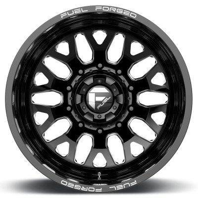 Dually Wheels 20X8.25 FF19D Dually DE19 BK 10 On 225 Gloss Black Milled 170.1 Bore -202 Offset Outer Dually Fuel Off Road Wheels