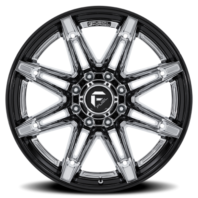 Aluminum Wheels 22X10 Brawl FC401PB 8 On 180 Chrome/Gloss Black Lip 124.2 Bore -18 Offset Fuel Off Road Wheels