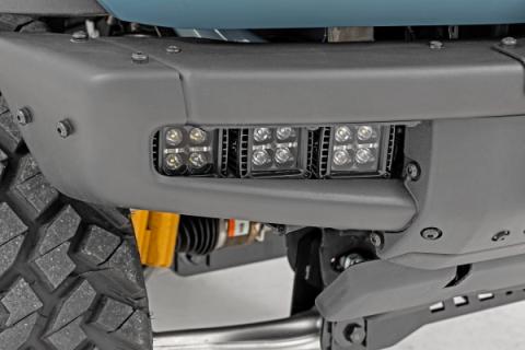 LED Light Kit Fog Mount Triple 2 Inch Black Pair White DRL Ford Bronco (21-25) Rough Country