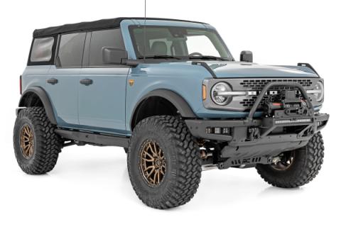 LED Light Kit Fog Mount Triple 2 Inch Black Pair White DRL Ford Bronco (21-25) Rough Country