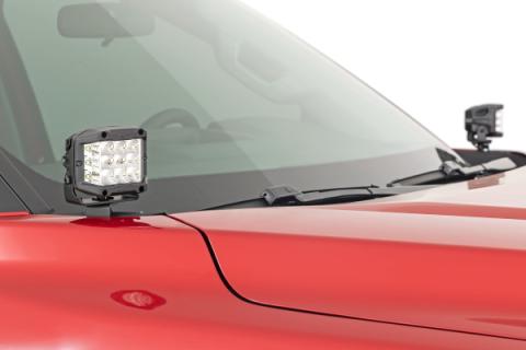 LED Light Kit Ditch Mount 2 Inch Black Pair Spot Toyota Tundra (22-26) Rough Country