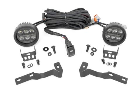 LED Light Kit Ditch Mount Black Series Round 3.5 Inch Amber DRL Toyota Tacoma (16-23) Rough Country