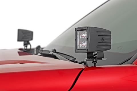 LED Light Kit Ditch Mount 2 Inch Black Pair Spot Toyota Tacoma (24-26) Rough Country