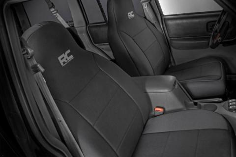 Jeep Neoprene Seat Cover Set Black 97-01 XJ w/Non-Detachable Headrest Rough Country