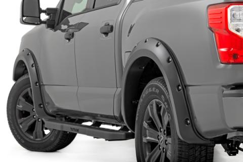 Pocket Fender Flares KH3 Super Black Nissan Titan 2WD/4WD (2017-2024) Rough Country