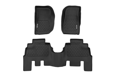 Floor Mats FR &amp; RR 4 Door Jeep Wrangler Unlimited 4WD (2014-2018) Rough Country