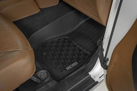 Floor Mats FR &amp; RR 4 Door Jeep Wrangler Unlimited 4WD (2014-2018) Rough Country