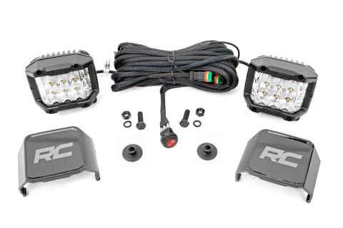 LED Light Ditch Mount 2 Inch Chrome Series Pair Wide 21-UP Ford Bronco Rough Country