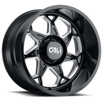 Cast Aluminum Wheels Sevenfold 9111 GB 22x12 Milled Spokes Gloss Black 8 On 170 Bolt Pattern -51 Offset Cali Offroad Wheels