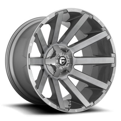 Aluminum Wheels 20X10 Contra Platinum D714 8 On 180 Brush Gunmetal Gray/Clear Tint 124.2 Bore -18 Offset Multi Spoke Fuel Off Road Wheels