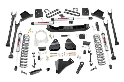 6 Inch Ford 4-Link Suspension Lift Kit Rear Overload Springs 4 Inch Axle Diam w/V2 Shocks 17-19 F-250/350 4WD Diesel Rough Country