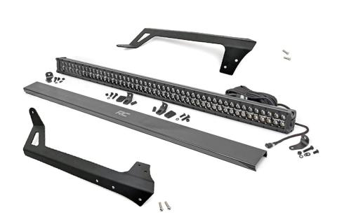 LED Light Windshield Mnt 50 Inch Black Dual Row White DRL Jeep Wrangler JK (07-18) Rough Country