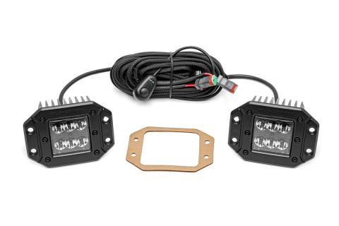 2 Inch Square Flush Mount Cree LED Lights Pair Black Series, Spot Beam Rough Country