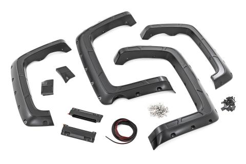 Fender Flares Defender l 5 Foot 9 Inch Bed G9K Satin Steel Chevy Silverado 1500 (14-18 & Classic) Rough Country
