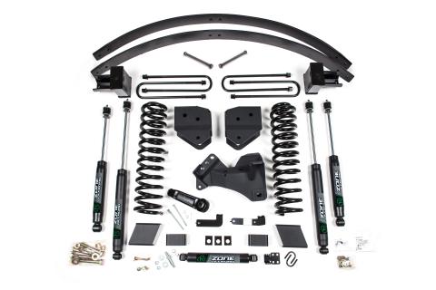 17-19 Ford F-250/F-350 Super Duty 6 Inch Lift Kit 4 Inch Rear Block & AAL Diesel 2 Leaf Main Nitro Shocks Zone Offroad