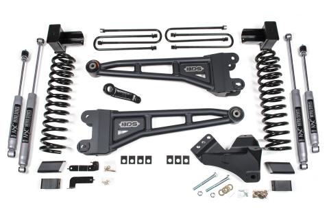 20-22 Ford F-450 4WD 4 Inch Radius Arm Suspension Lift Kit, 3.5 Inch Rear, Block - Fox 2.5 Performance Elite Series Shocks Front and Rear BDS Suspension