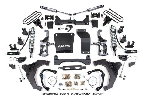11-19 Chevrolet Silverado 2500HD/3500HD - GMC Sierra 2500HD/3500HD 4WD 6.5 Inch Coilover Conversion Kit, 5 Inch Rear Lift, Block w/o Overload - Fox 2.5 Performance Elite Series C/O, Fox 2.5 Performance Elite Series Shocks BDS Suspension