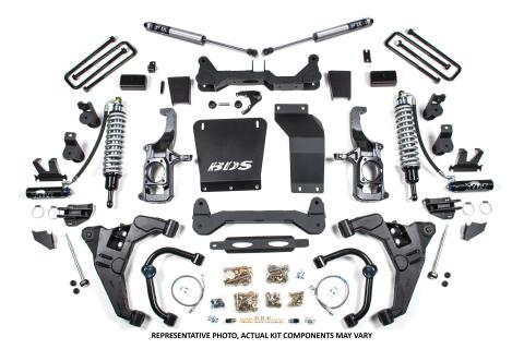 11-19 Chevrolet Silverado 2500HD/3500HD - GMC Sierra 2500HD/3500HD 4WD 6.5 Inch Coilover Conversion Kit, 5 Inch Rear Lift, Block w/o Overload - Fox 2.5 Performance Elite Series C/O, Fox 2.0 IFP Performance Series Shocks BDS Suspension