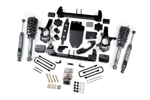 14-18 Chevrolet Silverado 1500 - GMC Sierra 1500 4WD 4 Inch Suspension Lift Kit (Cast Aluminum/Stamped Steel Arms), 3 Inch Rear Lift, Block - Nitro Loaded Struts, Nitro Shocks Zone Offroad