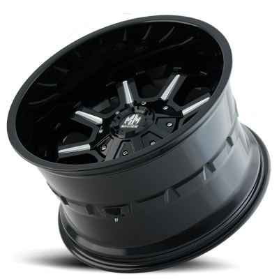 Mayhem Offroad Wheels Combat 8105 GB 20x9 Milled Spokes Gloss Black 18 Off Set 5 Lug 5.71 BSM 110 Bore Cast Aluminum
