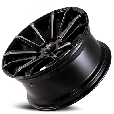 Mayhem Luxury Wheels Crossfire 8109 22x9.5 Milled Spokes Gloss Black 25 Off Set 6 Lug 6.23 BSM 78.3 Bore Cast Aluminum