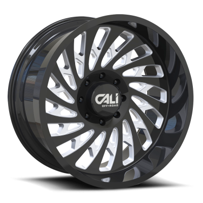 Cast Aluminum Wheels Switchback 9108 GB 24x12 Milled Spokes Gloss Black 8 On 180 Bolt Pattern -51 Offset Cali Offroad Wheels