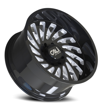 Cast Aluminum Wheels Switchback 9108 GB 24x12 Milled Spokes Gloss Black 8 On 180 Bolt Pattern -51 Offset Cali Offroad Wheels