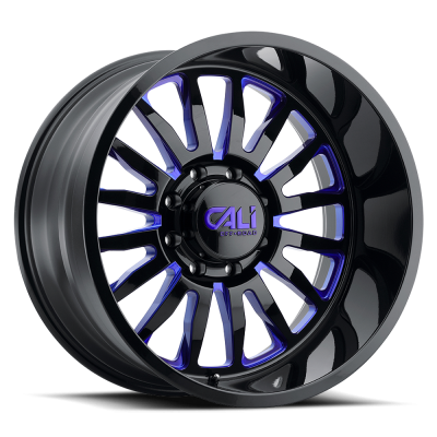 Cast Aluminum Wheels Summit 9110 GB-BL 22x12 Blue Milled Spokes Gloss Black 6 On 135 Bolt Pattern -51 Offset Cali Offroad Wheels