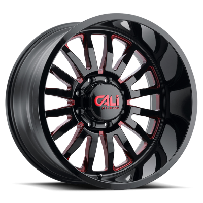 Cast Aluminum Wheels Summit 9110 GB-RD 22x12 Red Milled Spokes Gloss Black 8 On 170 Bolt Pattern -51 Offset Cali Offroad Wheels