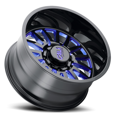 Cast Aluminum Wheels Summit 9110 GB-BL 24x14 Blue Milled Spokes Gloss Black 8 On 170 Bolt Pattern -76 Offset Cali Offroad Wheels
