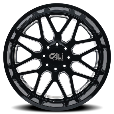 Cast Aluminum Wheels Invader 9115 GB-M 22x12 Milled Gloss Black 8 On 165.1 Bolt Pattern -51 Offset Cali Offroad Wheels