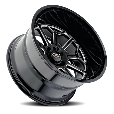 Cast Aluminum Wheels Auburn 9117 BM 22x12 Milled Gloss Black 8 On 165.1 Bolt Pattern -51 Offset Cali Offroad Wheels