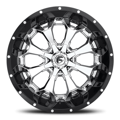 Aluminum Wheels 20X10 Assault D246 8 On 170 Chrome/Gloss Black Lip 125.1 Bore -18 Offset 8 Spoke Fuel Off Road Wheels