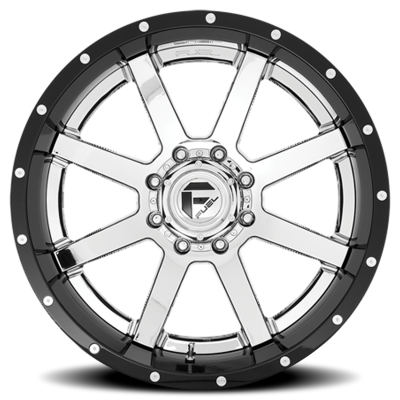 Aluminum Wheels 20X10 Maverick D260 8 On 165.1 Chrome/Gloss Black Lip 125.1 Bore -19 Offset Fuel Off Road Wheels
