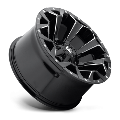 Aluminum Wheels 18X9 Assault D576 6 On 135/6 On 139.7 Gloss Black Milled 106.4 Bore 1 Offset 8 Spoke Fuel Off Road Wheels