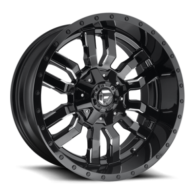 Aluminum Wheels 20X12 Sledge D595 8 On 165.1 Gloss Black Milled 125.1 Bore -44 Offset Fuel Off Road Wheels