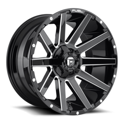 Aluminum Wheels 20X9 Contra D615 5 On 139.7/5 On 150 Gloss Black/Milled 110.3 Bore 20 Offset Multi Spoke Fuel Off Road Wheels