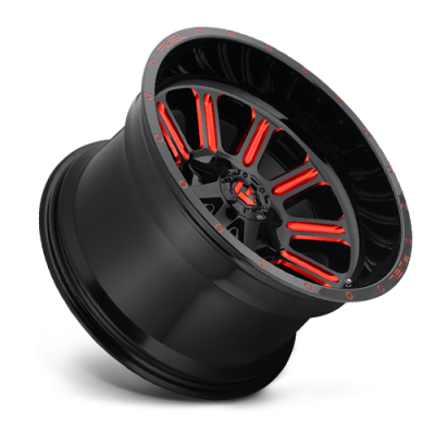 Aluminum Wheels 22X12 Hardline D621 8 On 170 Gloss Black/Candy Red 125.1 Bore -44 Offset Fuel Off Road Wheels