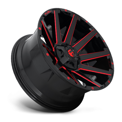 Aluminum Wheels 20X9 Contra D643 6 On 135/6 On 139.7 Gloss Red Milled 106.3 Bore 1 Offset Multi Spoke Fuel Off Road Wheels