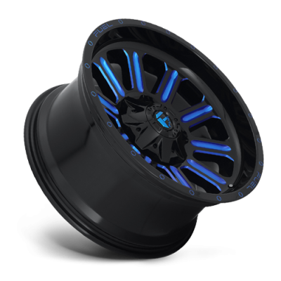 Aluminum Wheels 20X9 Hardline D646 6 On 135/6 On 139.7 Gloss Black/Candy Blue 106.3 Bore 1 Offset Fuel Off Road Wheels