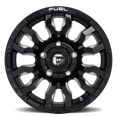 Aluminum Wheels 18X9 Blitz D673 5 On 150 Gloss Black Milled 110.1 Bore 20 Offset Multi Spoke Fuel Off Road Wheels